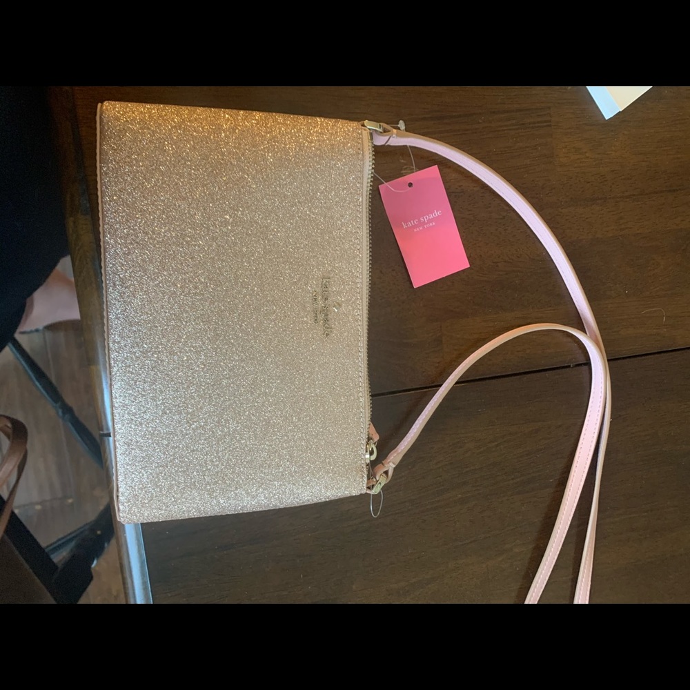 Kate spade glitter crossbody rose gold